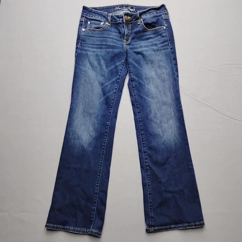 American Eagle Favorite Boyfriend Jeans Womens 10 Regular Dark Wash Stretch